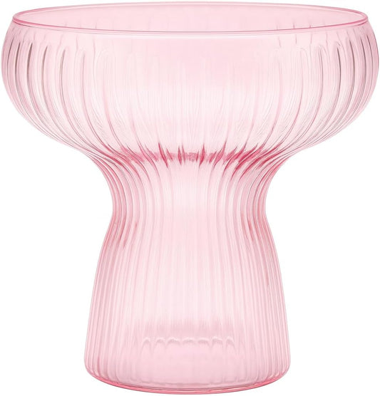Lunara Clear Plastic Margarita Glasses, 11 oz, Set of 40, Disposable Party Cups for Cocktails (Pink Ripple Ribbed)
