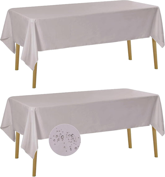 Fokitut 2 Pack Waterproof Rectangle Tablecloth, 60x120 Inch,Stain Resistant and Wrinkle Polyester Table Cloth, Fabric Table Cover for Kitchen Dining, Wedding, Party, Holiday Dinner-Silver