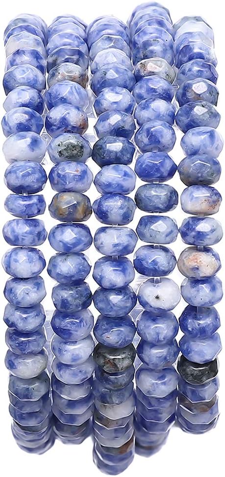 Faceted Natural Blue Sodalite Stone Rondelle 4x6mm Loose Semi Gemstone Beads for Jewelry Making 38cm