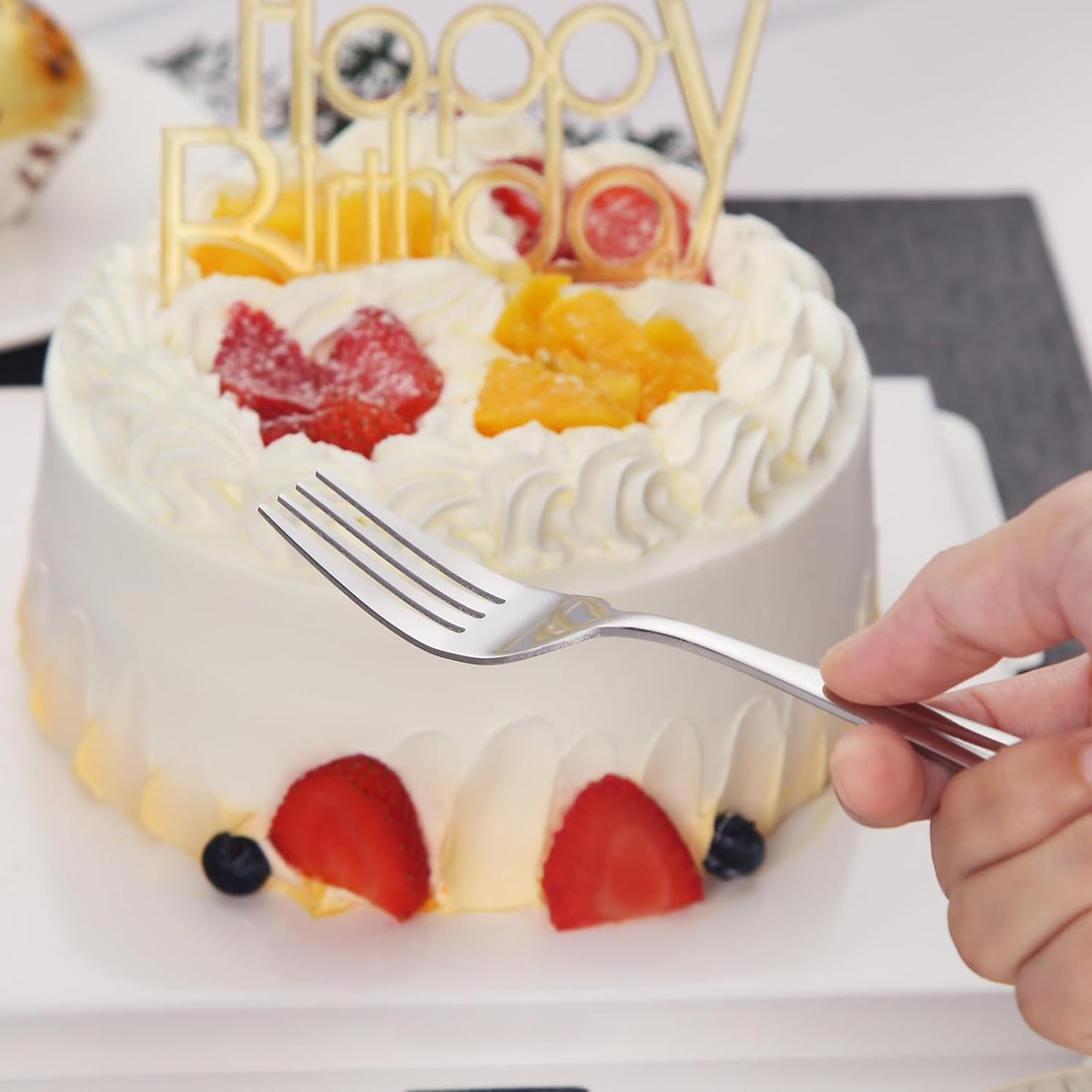 GoGeiLi Cake Knife and Server Set with 4 Salad Forks, Heavy-Duty 18/0 Stainless Steel Cake Cutting Set for Wedding Birthday Parties Anniversary, Dishwasher Safe