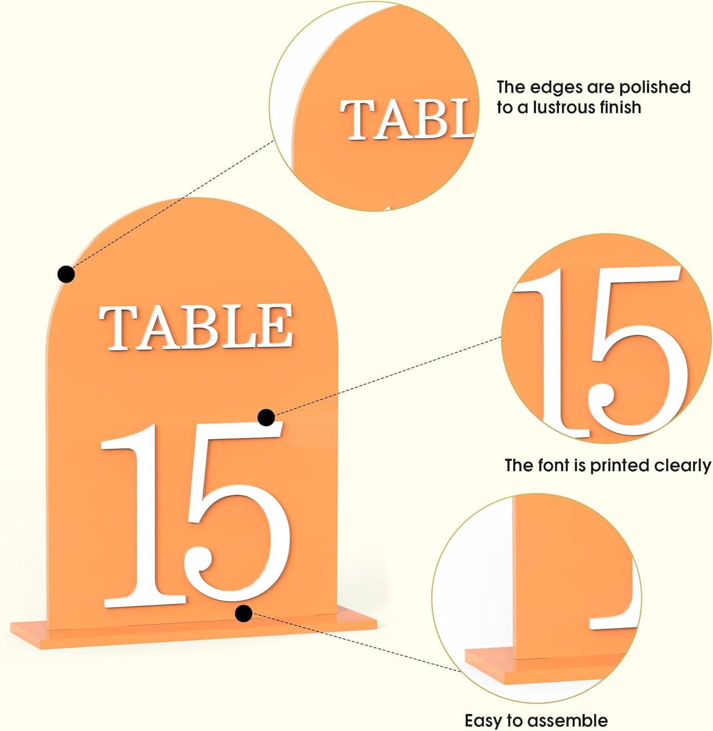 Arch Wedding Table Numbers 1-20 with Stands, 5" X 7" Double Sided Acrylic Wedding Sign Holders, Durable Non-Fading Table Number for Wedding Reception, Events, and Centerpieces