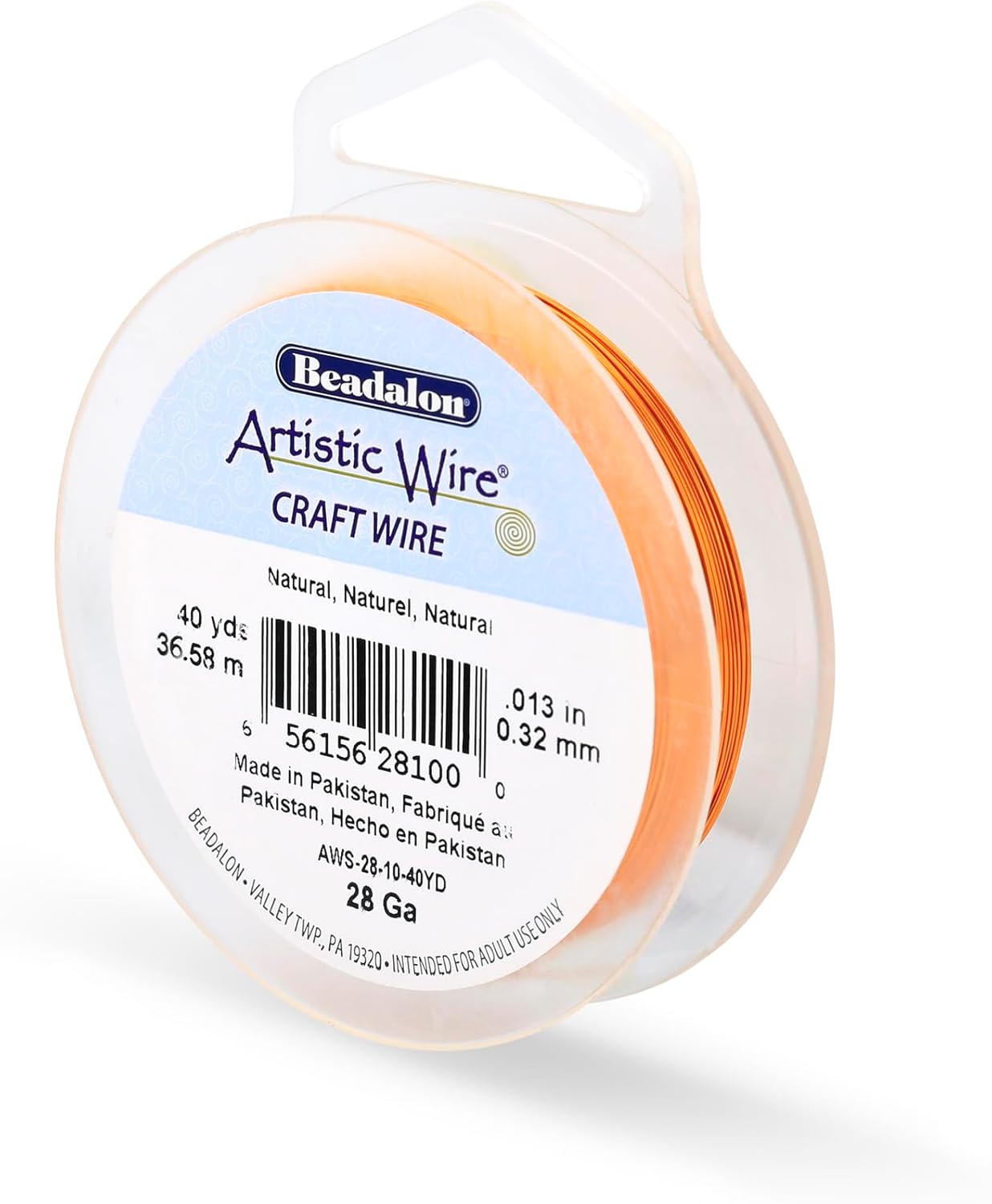 Artistic Wire, 28 Gauge Tarnish Resistant Colored Copper Craft Wire, Natural, 40 yd