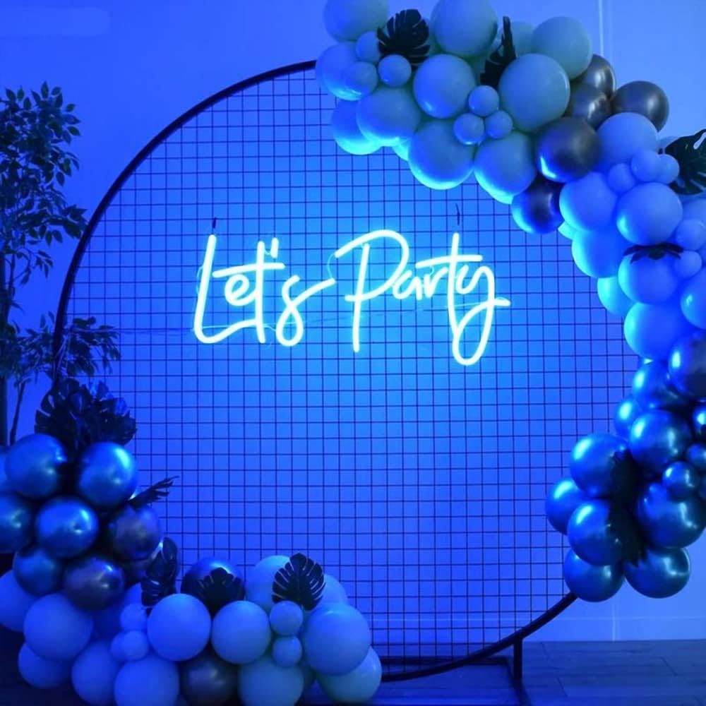 Ulalaza LED Neon Sign Night Light for Wall Party Décor Bedroom Room Bar Wedding Home Birthday Art Decoration Christmas with USB Chain Light modulator 5v (lets party blue)