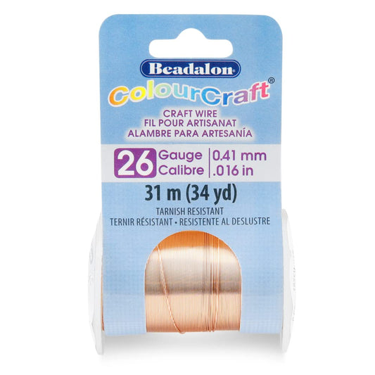 Beadalon ColourCraft Wire, 26 Gauge, Copper Color, 34 yd Spool
