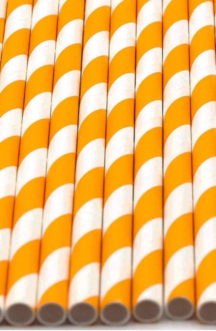 Pack of 300 Orange Swirls Biodegradable 4-Ply Paper Drinking Straws (Compostable, Non-toxic, BPA-free)