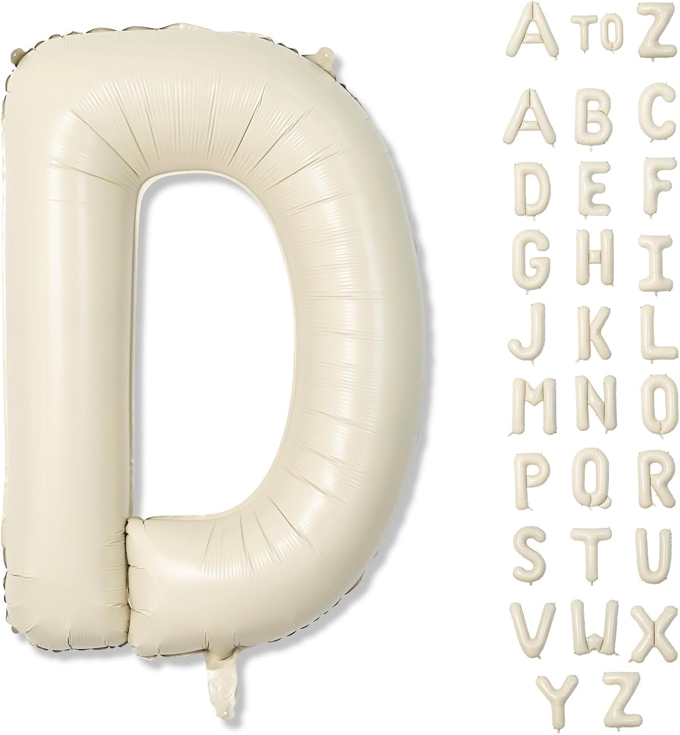 Cream Name Balloon Letters, Large Mylar Helium Alphabet D Custom Balloon Letter Beige Decor, 40 Inch Inflatable Sand White Letter D Foil Customize Balloons for Girls Birthday Party Decoration Supplies
