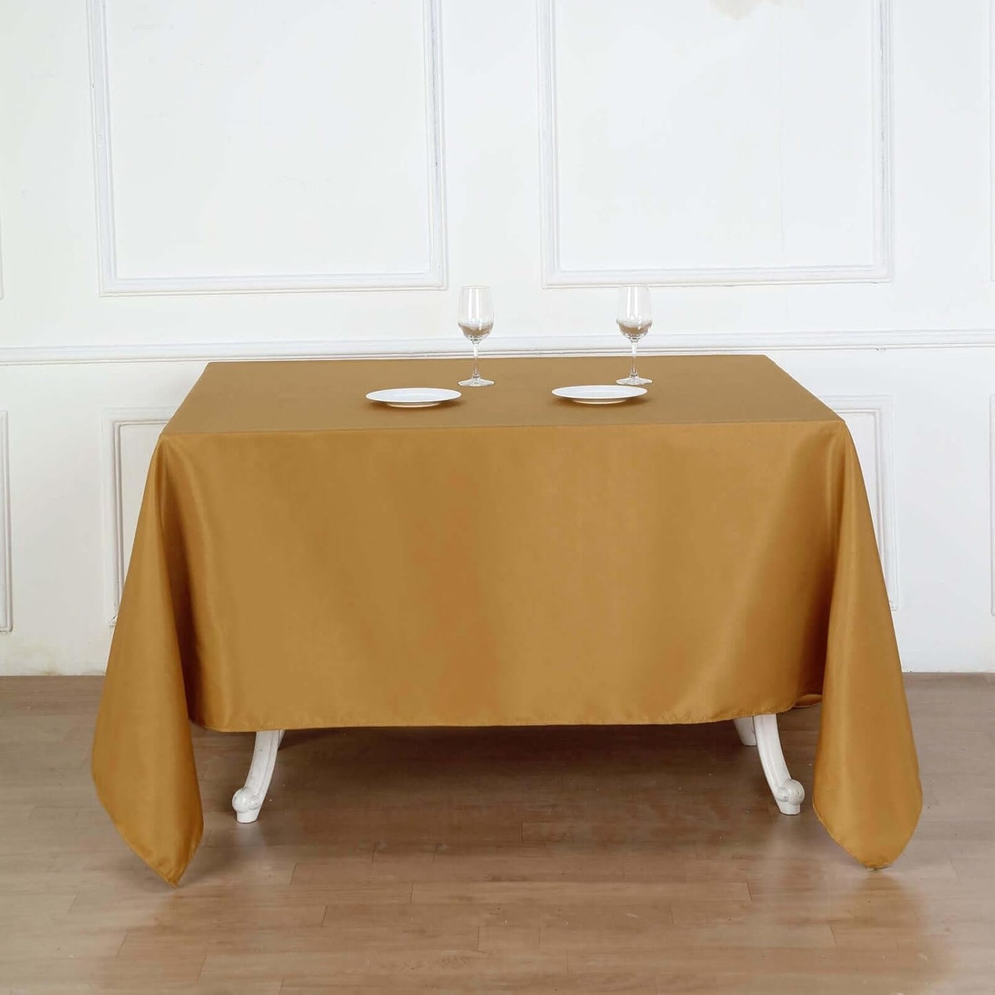 Efavormart 90" Gold Wholesale Linens Polyester Square Linen Tablecloth for Kitchen Dining Catering Wedding Birthday Party Events