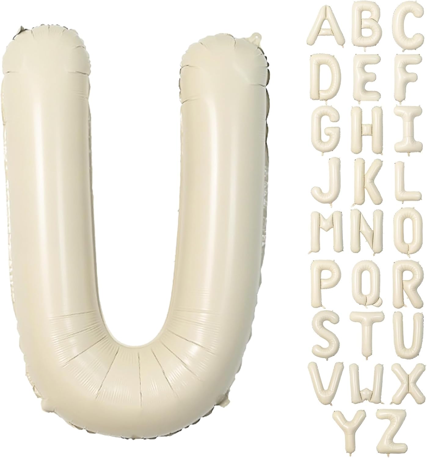 40 Inch Letter Balloons U, Big Custom A-Z Alphabet Foil Name Balloon Cream White, Self Inflating Beige Customize Helium Balloon Letters U for Women Girls Birthday Bride Baby Shower Party Decorations