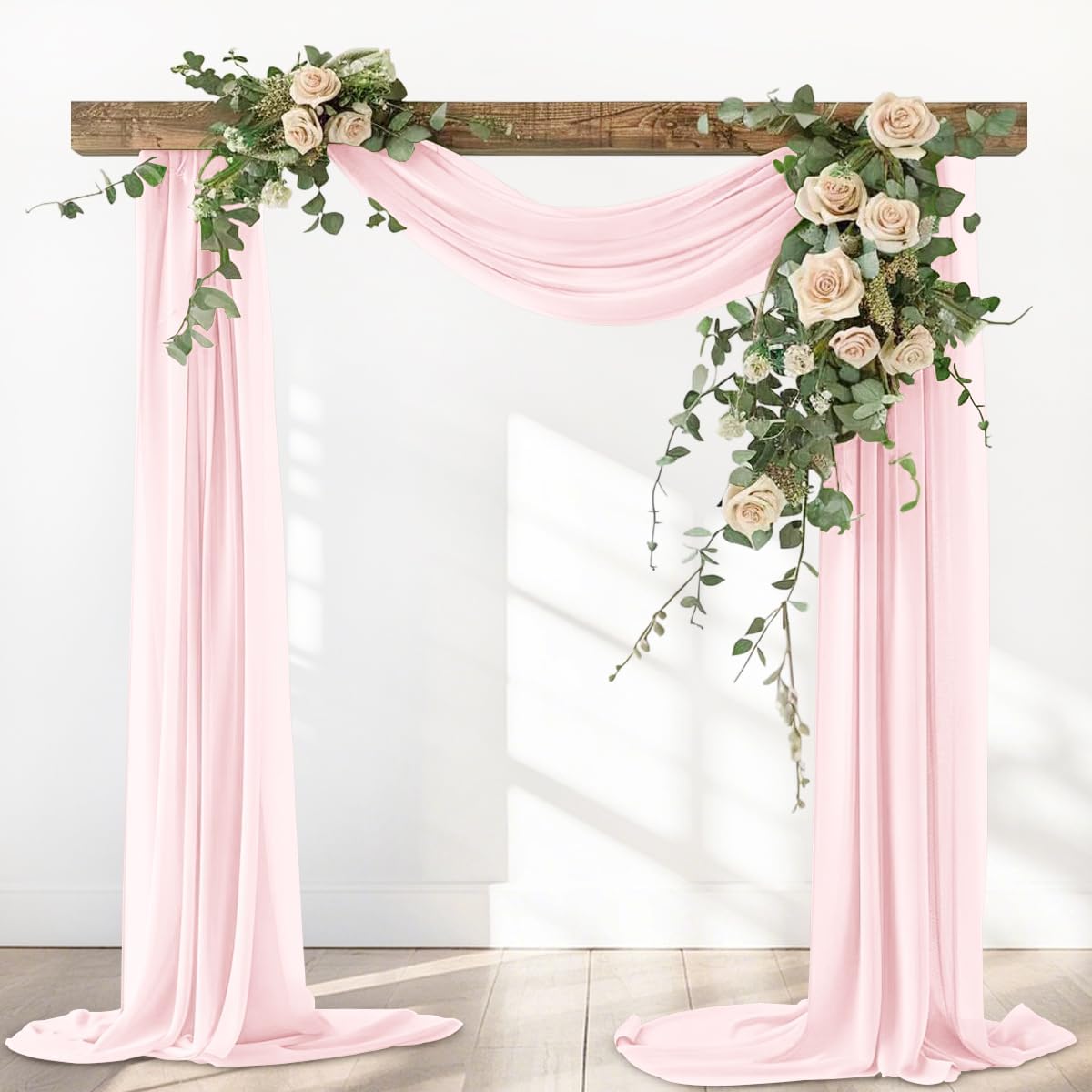 Pink Elegant Arch Draping Fabric Outdoor 1 Panel 29" × 20Ft Sheer Chiffon Curtain Drapes for Fall Wedding Ceremony Birthday Party Garden Brunch