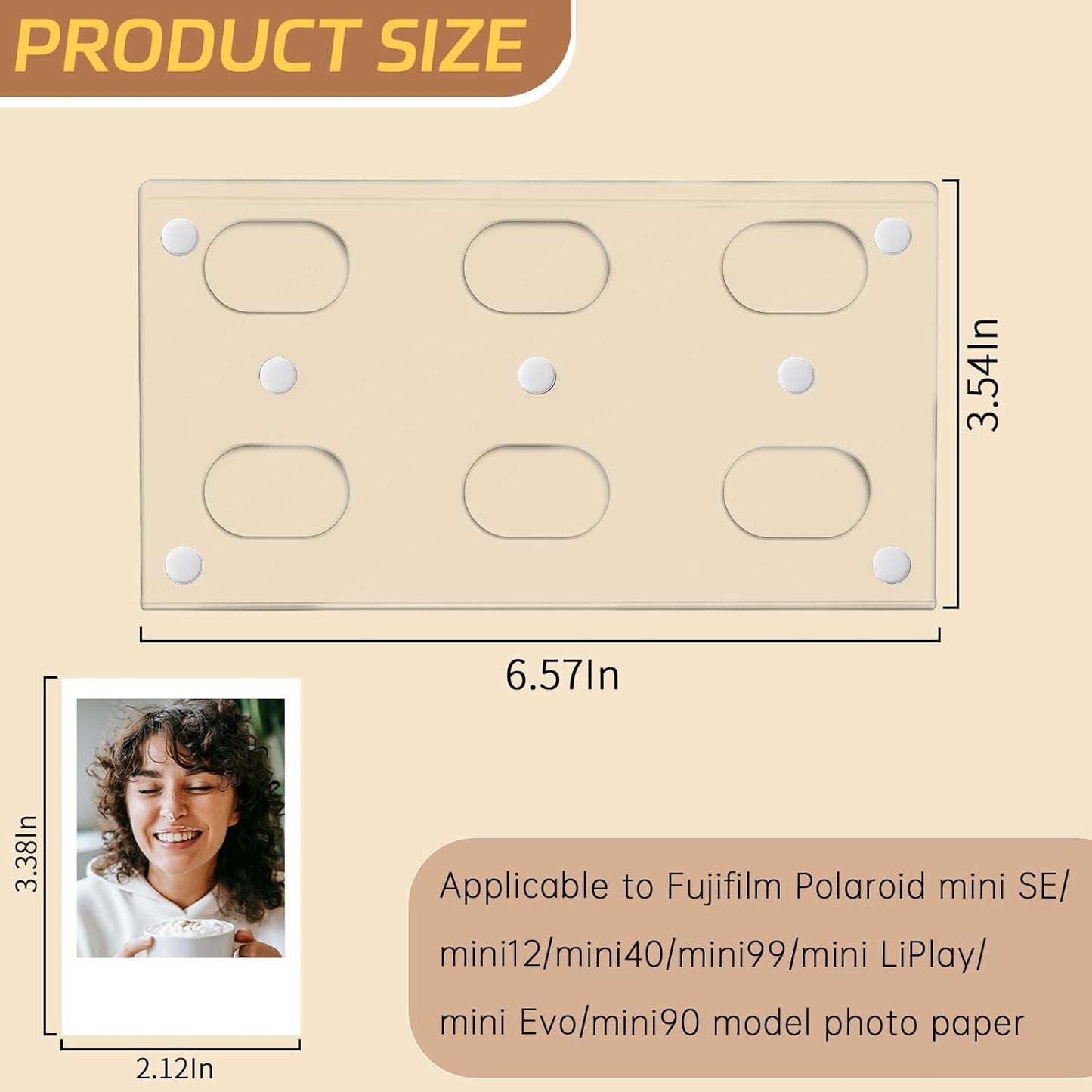 4Pack Magnetic Refrigerator Acrylic Picture Frames fit 3PCS Photos of Mini 2x3 Collage, Compatible with Fujifilm Instax Polaroid Mini for Home Office Fridge/Locker (Clear, 2x3*3 Picture)