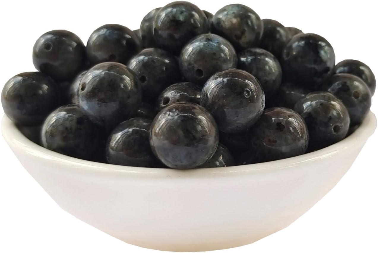 Stone Beads 6mm 140pcs Black Larvikite Beads Round Loose Gemstones Beads for Bracelet Necklace Jewelry Making (6mm, 60605 Black Larvikite)