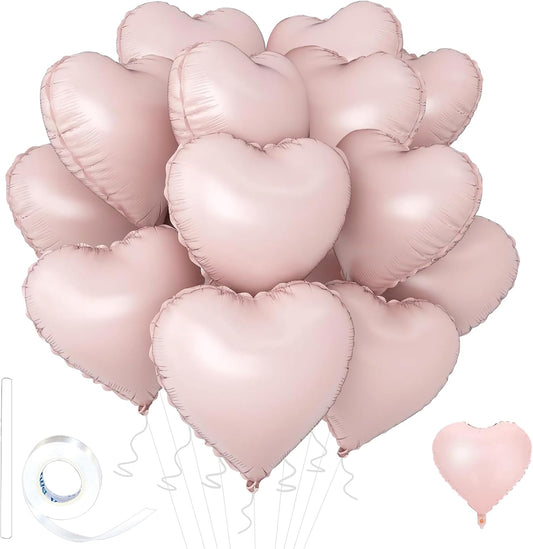 Pink Heart Ballloons,18 Inch Pastel Pink Foil Love Heart Shaped Balloons 12Pcs Baby Pink love balloon for Anniversary Wedding Engagement Birthday Party Baby Shower Decorations