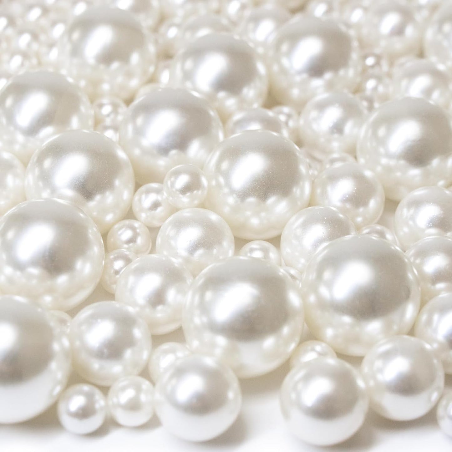 300Pcs Vase Filler Ivory No Hole Faux Pearl Beads for Vase Filling Decorations, Candle Centerpieces, Wedding Centerpieces, Home Party Decor (8/14/20mm)