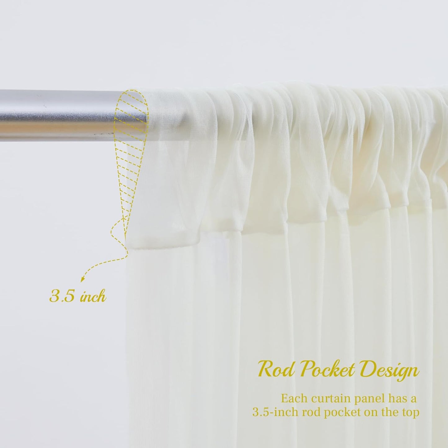 10x10ft Ivory Tulle Backdrop Curtain for Parites, Sheer Backdrop Curtains for Wedding Baby Shower Birthday Party Photo Shoot Decorations