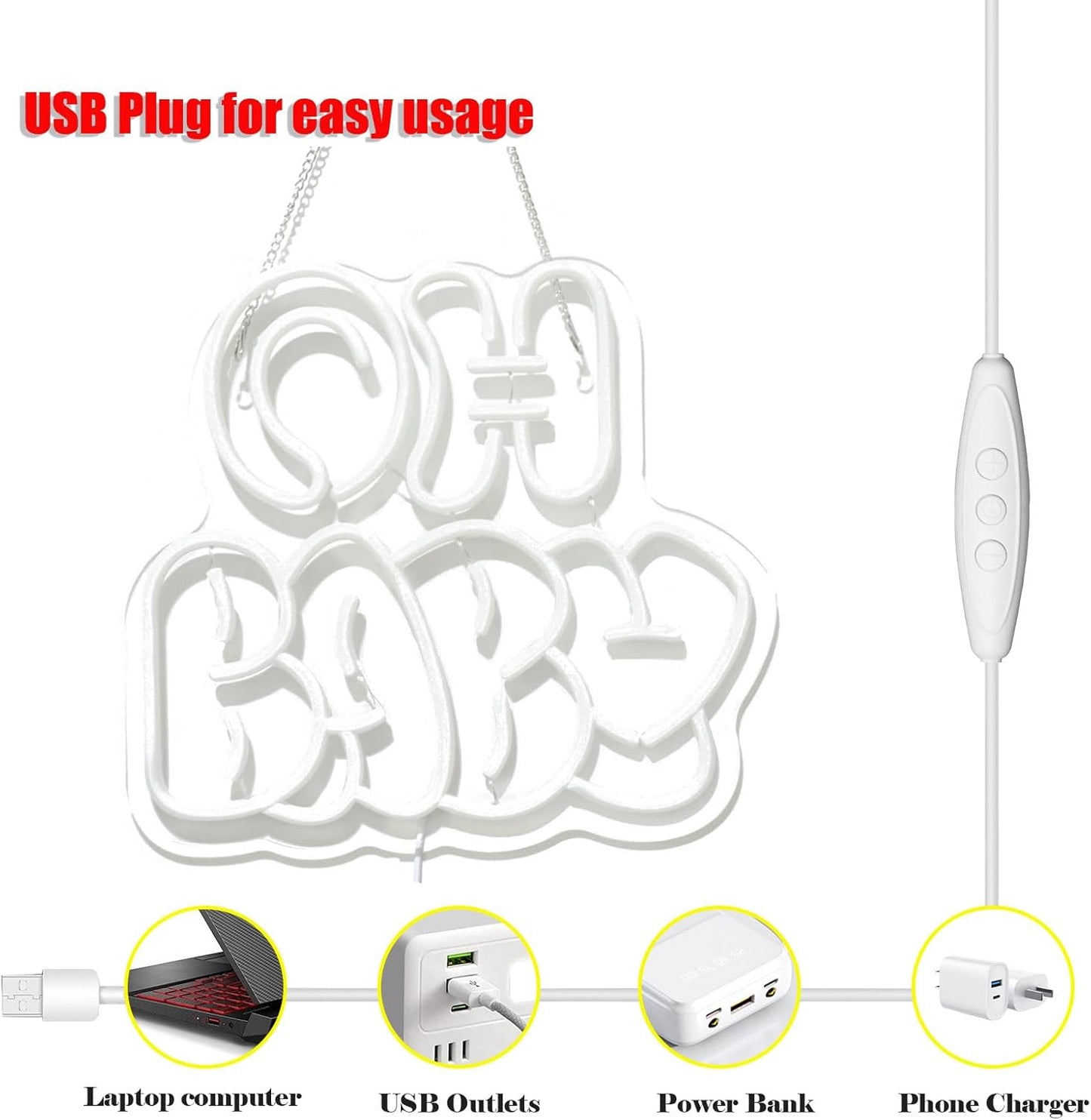 Oh Baby Neon Sign for Backdrop Wall Decor, Cute Decorative Lights, oh baby Neon Lights for Baby Shower Birthday Party Bedroom gender reveal parties Baby's Room Cool White size:12.6 * 11.61In