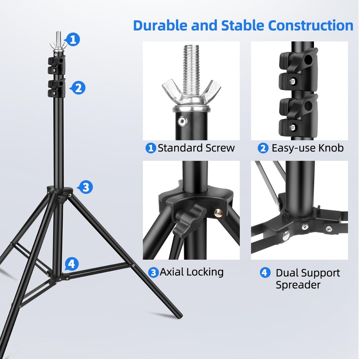 Hemmotop Photo Backdrop Stand, 10x7 ft Background Stand for Photoshoot, Adjustable Backdrops Support kit with Carry Bag for Parties, Photography, Projector Screen, Wedding, Decoration, Balloons