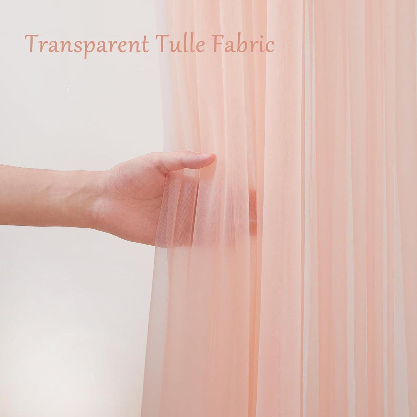 10x10ft Peach Tulle Backdrop Curtain for Parites, Sheer Backdrop Curtains for Wedding Baby Shower Birthday Party Photo Shoot Decorations
