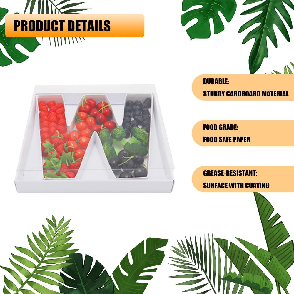 12" Fillable Cardboard Letter Charcuterie Gift Cupcake Box With Cover Sweets Packaging (W)