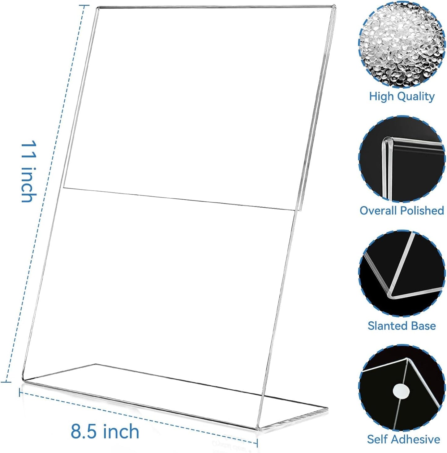 EHWINE 12 Pack Acrylic Sign Holder 8.5 x 11, L Shape Clear Plastic Display Stand, Slanted Back Picture Frame Menu Flyer Paper Display Stand up Table Top Sign Holders for Restaurant, Office and School