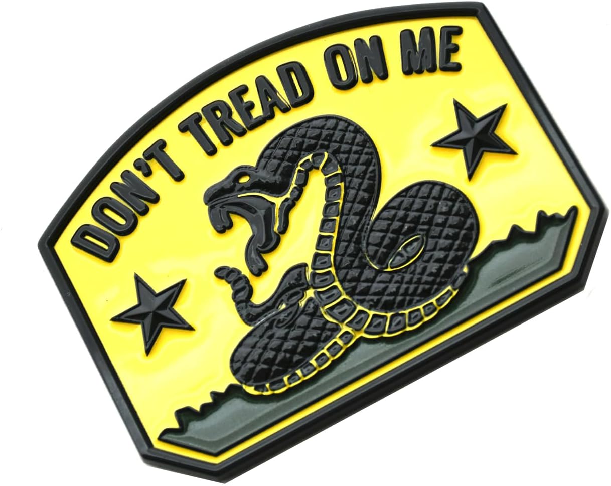 1x Gadsden Flag Rattlesnake Car Emblem 3D Decal Sticker with Don't Tread ON ME Slogan Fit for Car Truck Motorcycle Window Door and Flat Surface (Yellow)