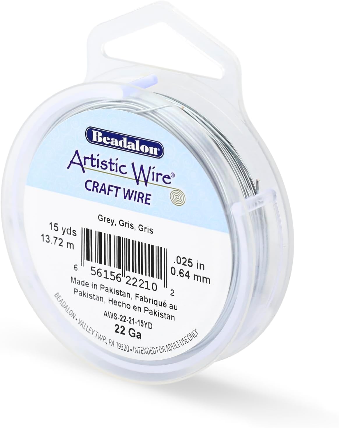 Artistic Wire, 22 Gauge Tarnish Resistant Colored Copper Craft Wire, Grey, 15 yd