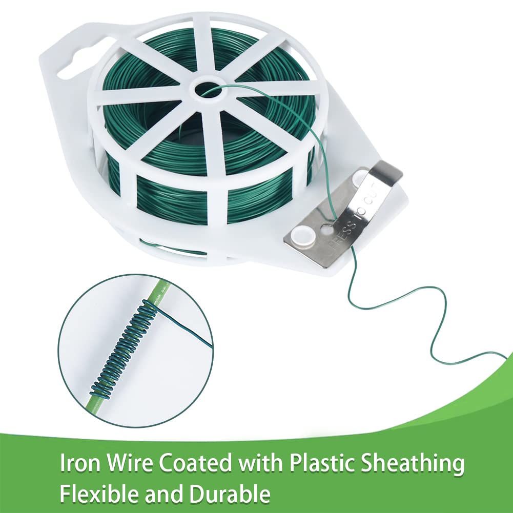 Tenn Well Green Floral Wire, 328 Feet 22 Gauge Soft Craft Florist Wire with Built-in Cutter for Flower Arrangements, Wreath Making, Christmas Ornaments, Gardening, Crafts