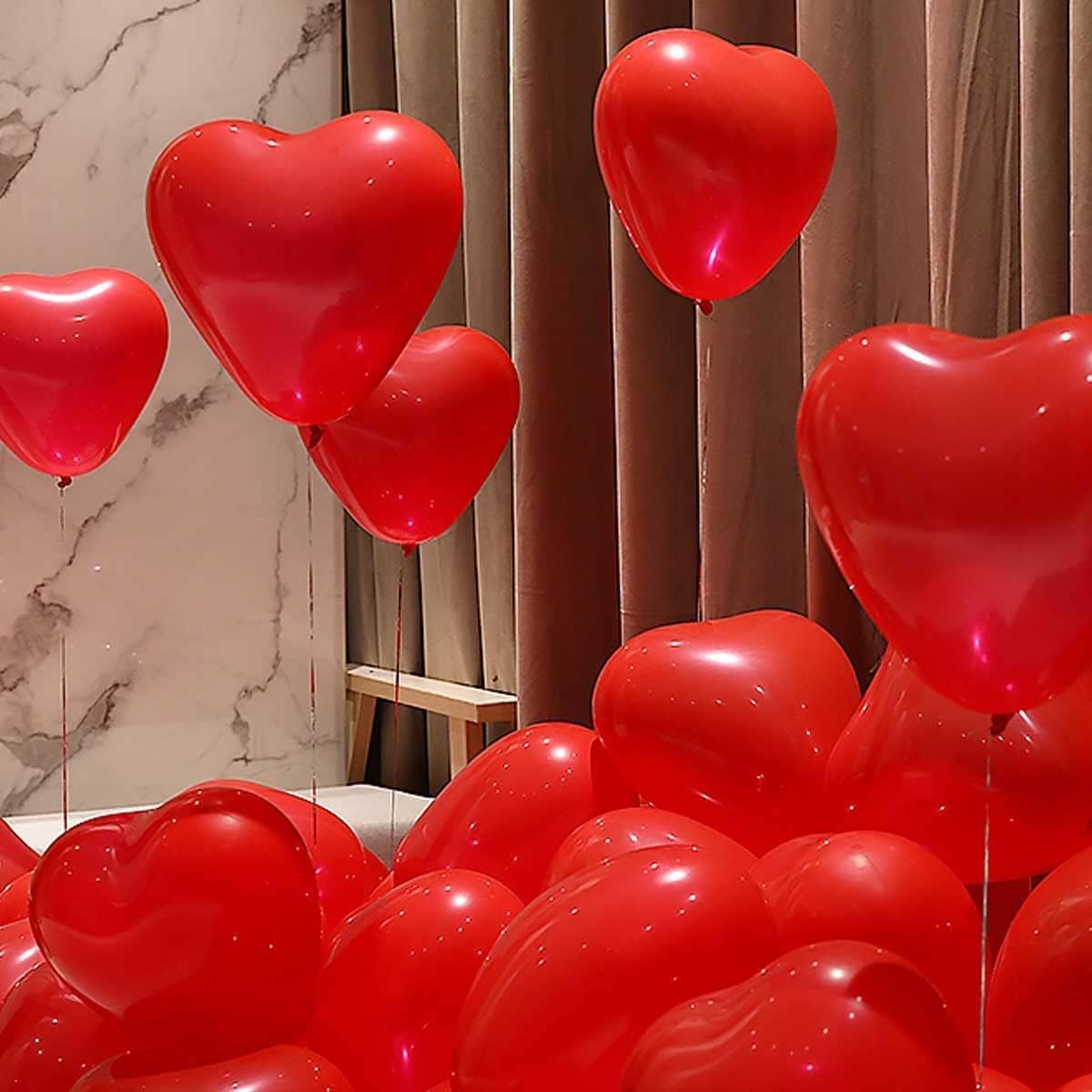 50 6-inch Red Color Heart shaped Latex Balloons for Valentines Day,Propose Marriage,Wedding Party