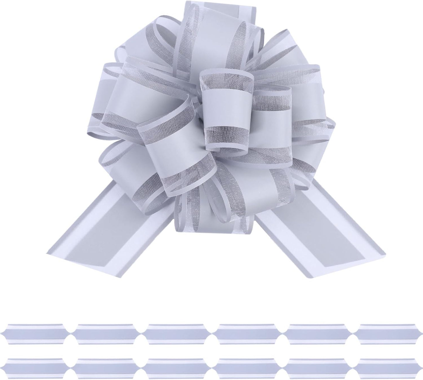 6Pcs 6inch Pull Bow Gift Wrapping,Pull Bow For Gift Basket, Gift Bag Box Wrapping Decor, Valentines Day, Birthday, Anniversary, Wedding, Flower Packaging (Gray)