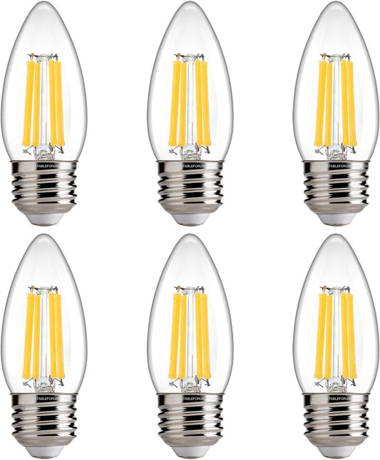 FLSNT 100W Equivalent LED Chandelier Light Bulbs E26 Base, 5000K Daylight Dimmable LED Candelabra Bulbs, 800LM, 6 Pack UL,CA65 Listed.