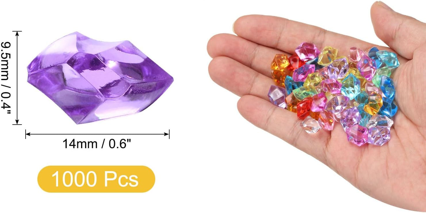 uxcell 1000pcs Fake Ice Rocks, Dazzling Clear Resin Crushed Ice Sparkling Fake Diamonds Gem Stones for Vases Fillers Table Scatter, Theme Party Favors, Purple