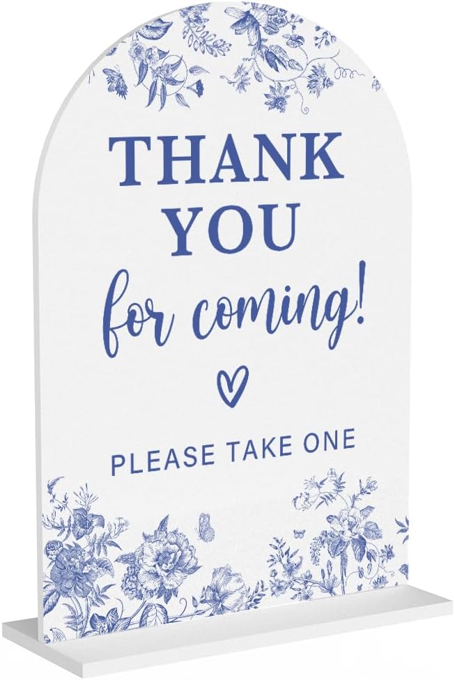 Acrylic Wedding Signs, Dusty Blue Wedding Decor, Blue Weddings Decor, Thank You for Coming Sign for Reception, Modern Calligraphy Arch Acrylic Table Top Sign for Weddings Parties Dinners (White)