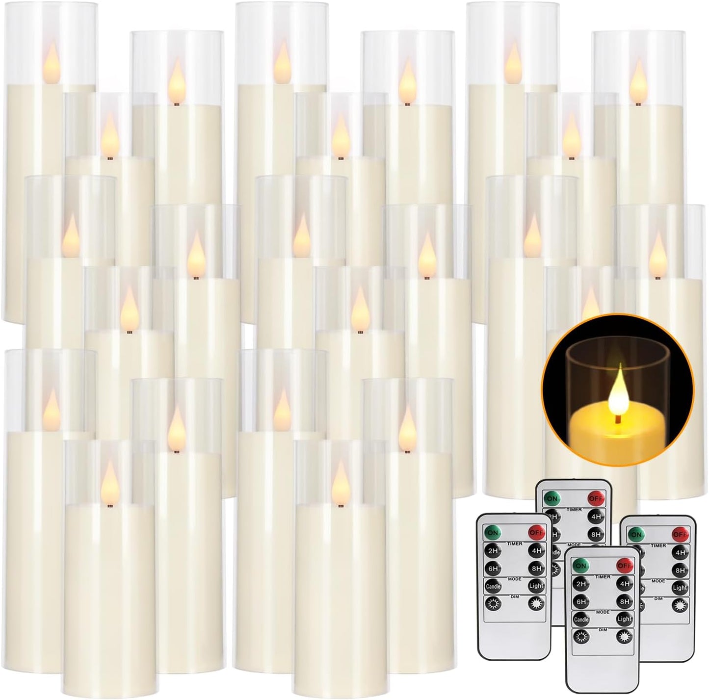 24-Pack A-Series Acrylic LED Flameless Candles with Remote Control - Perfect for Families, Parties, and Special Occasions