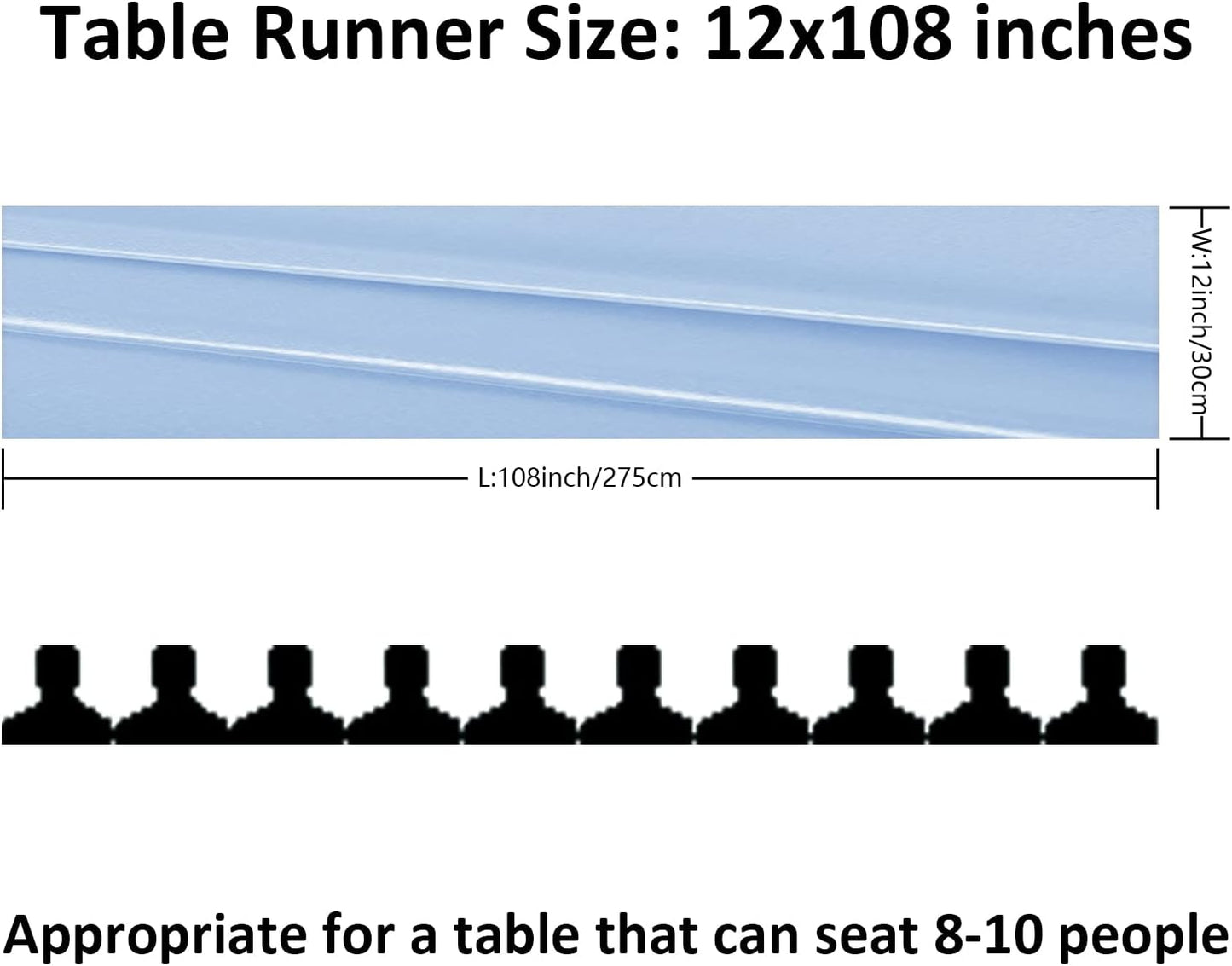 6Pack Table Runner 12 x 108 Inches Satin Silk Table Runner for Wedding, Birthday Party, Banquets, Graduations Decoration, fit Rectange and Round Table-Blue Mist