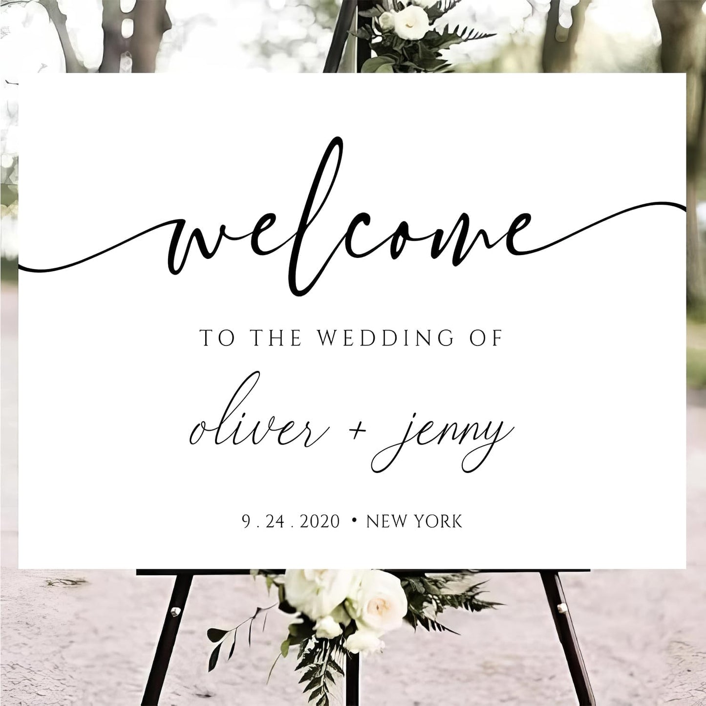 Generic Personalized Wedding Welcome Sign, Modern Minimalist, 18x27 inches, Plastic, Wedding Guestbook