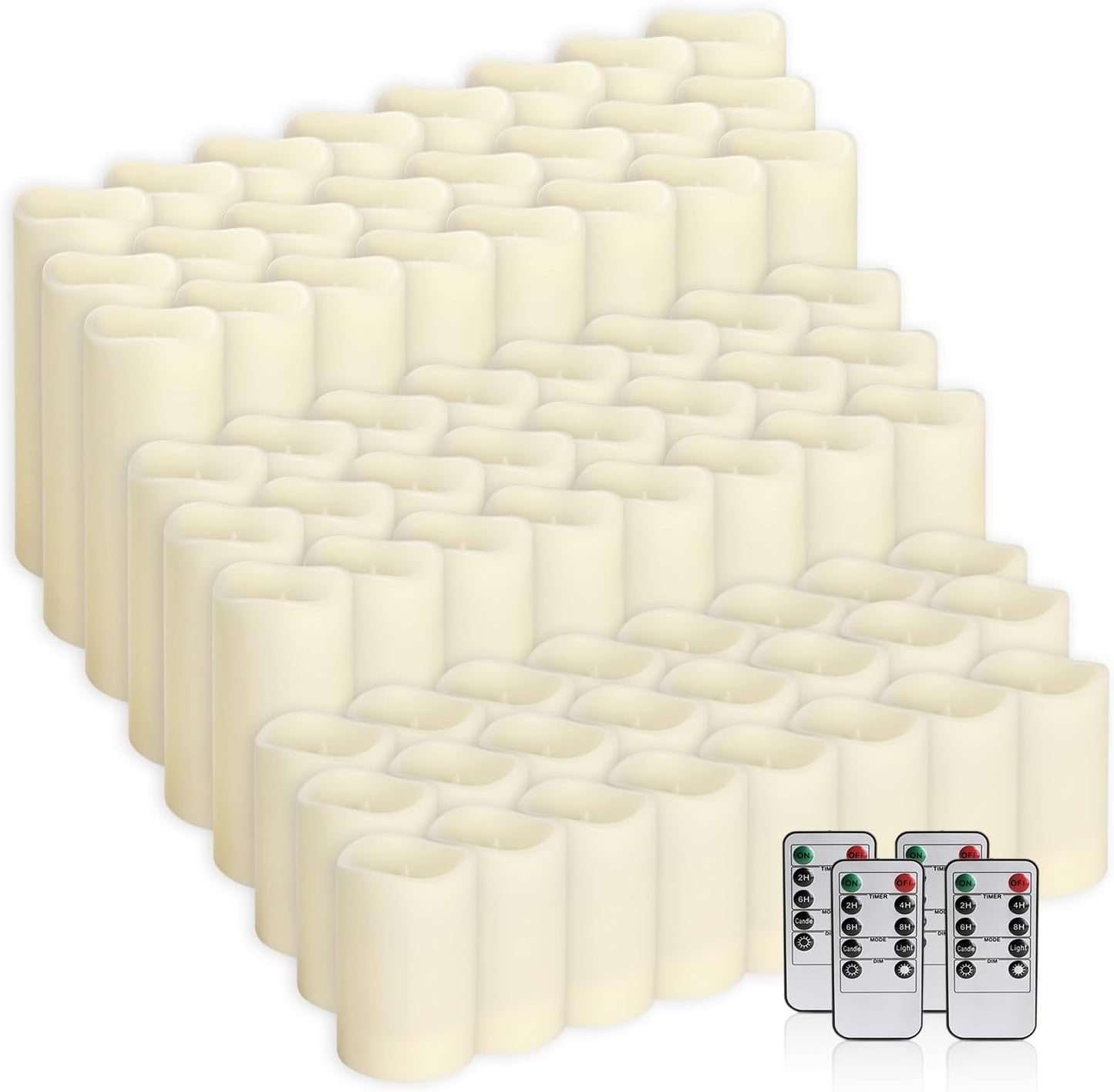 72-Pack LED Flameless Candles with Remote Control -Flickering Flameless Candles-Remote Timer Perfect for Wedding Parties, and Special Occasions(Three Sizes)