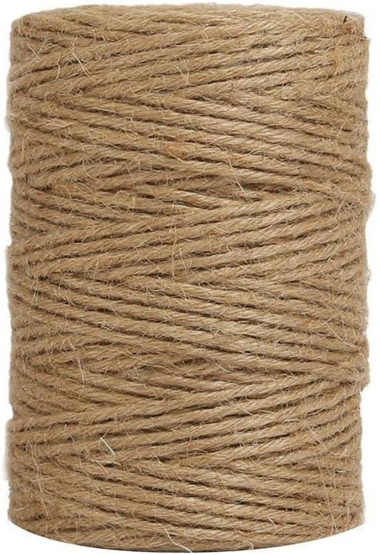 Tenn Well Jute Twine, 328Feet 2.32mm 6Ply Natural Garden Twine, Heavy Duty Jute String for Crafts, Gift Wrapping, Gardening, Farmhouse Decor, Christmas Decorations
