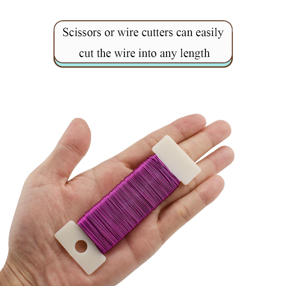 HAHIYO 26Gauge Rose Red Metal Floral Wire - 3 Rolls, 115 Yards (345 Feet) - Flexible Paddle Wire for Craft, Christmas Wreath, Flower Arrangement, Bouquet Wrapping, Wedding, DIY