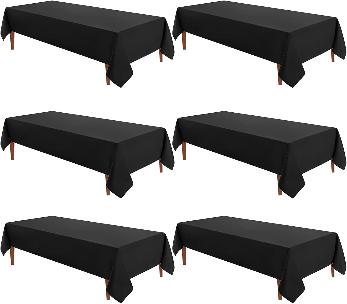 VidaFete Tablecloth 60 * 120nch 6pack Rectangle Table Cloth Polyester, Stain Wrinkle Resistant Dining Table Cover for Kitchen Dinning Party Wedding Rectangular Tabletop Buffet Decoration(Black)