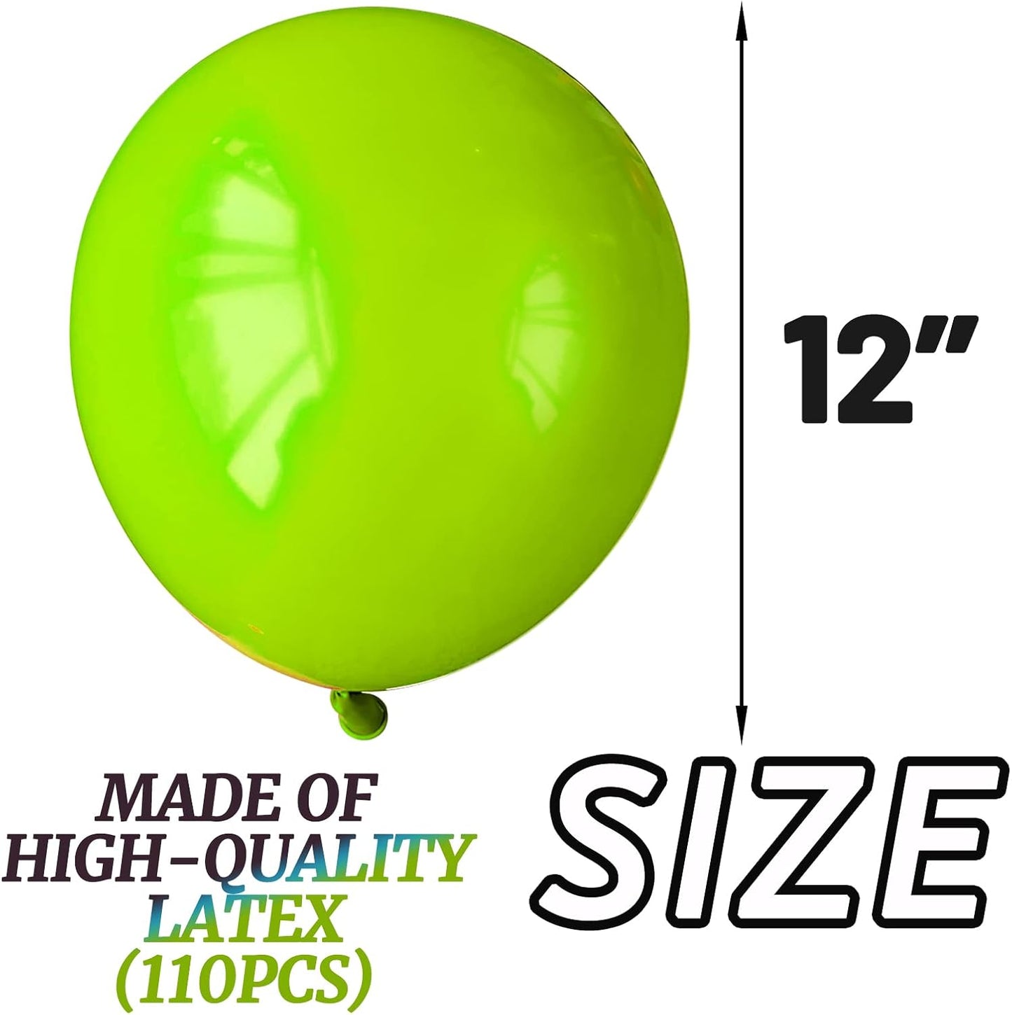 110pcs Green Balloon 12 inch, Green Latex Balloons for Birthday Party Baby Shower Wedding(with 2 Ribbons).
