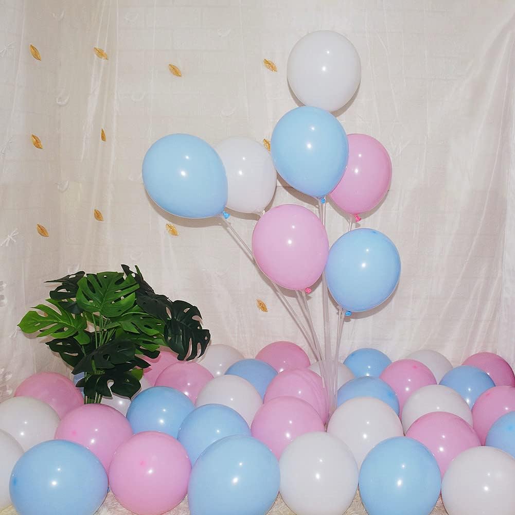300 Pcs Pink Blue and White 5 Inch Balloons Macaron Pastel Pink and Blue White Latex Small Balloon for Baby Shower Birthday Bridal Shower Wedding Anniversary Gender Reveal Party Decorations