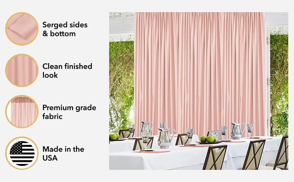 AK TRADING CO. 10 feet x 8 feet IFR Polyester Backdrop Drapes Curtains Panels with Rod Pockets - Wedding Ceremony Party Home Window Decorations - Dusty Rose