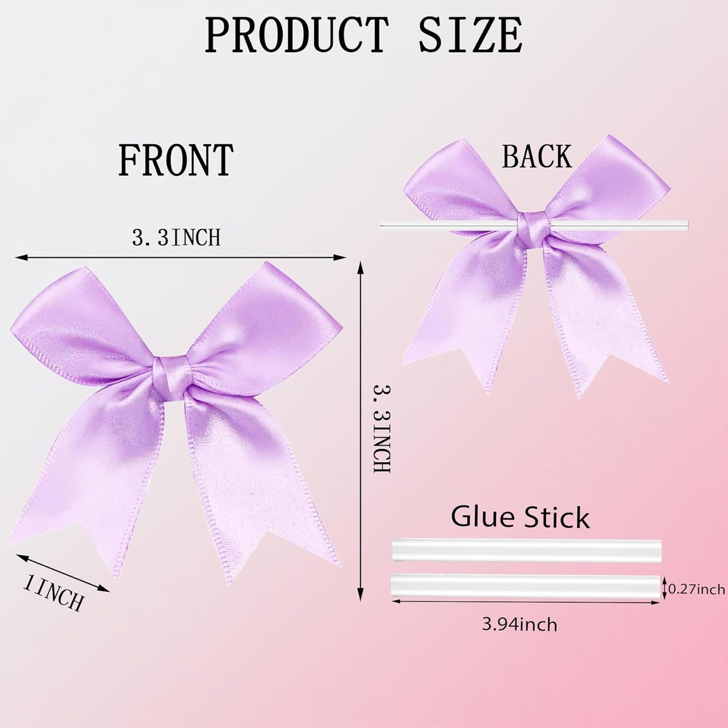 50 PCS Twist Tie Bows Satin Ribbon Bows 3.3 Inch Gift Wrap Bows Craft Bows for Gift Wrapping, Party Decorations Gifts Bag DIY Treat Bags Wedding Decor Baby Shower Christmas (Light Purple)