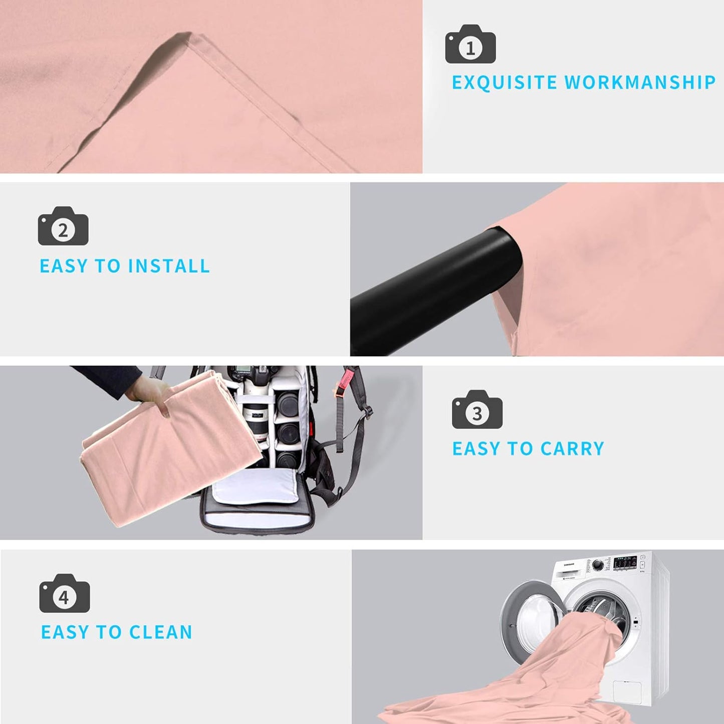 ISSUNTEX 10X20 ft/3X6 Meters Pink Background Photo Backdrop, Photo Studio, Collapsible High Density Screen for Video Photography and Television