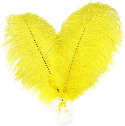 Happy Feather 16-18 inch Yellow Ostrich Feathers Craft for Wedding Party Centerpieces Home Decoration DIY Craft Pack of 10