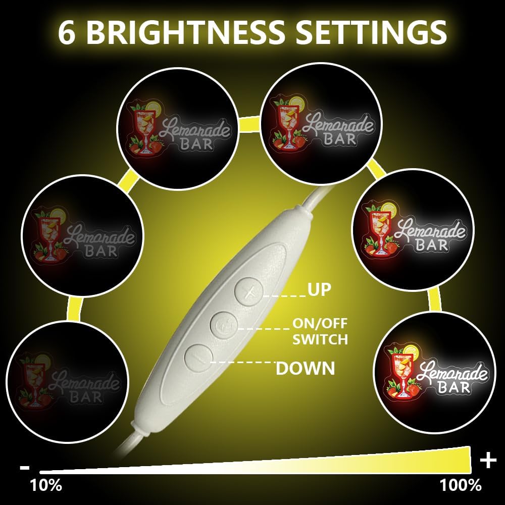 Lemonade Neon Sign,Lemonade Bar Led Neon Signs Wall Decor, Cocktail Bar Drinks Neon Signs for Business Art Wall,Restaurant,Shop,Pub, Night Club, Man Cave Decoration