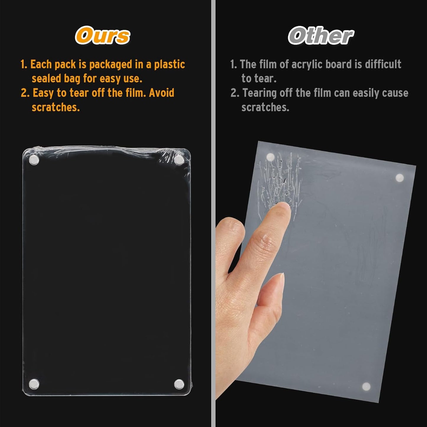 4 Pack 4×6 In Acrylic Fridge Magnetic Frame, Photo Picture Frames, Double Sided Photo Refrigerator Magnet Picture Frame, Clear Picture Display Frame