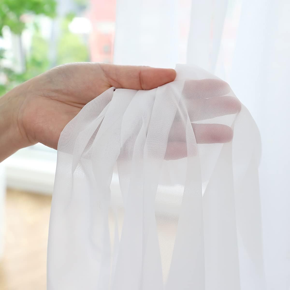 Window Ivory Sheer Curtains 60 Inches Width 72 Inches Long 2 Panels Sheer Curtains Clear Curtains Basic Rod Pocket Panel for Home/Living Room/Bedroom/Kids Room