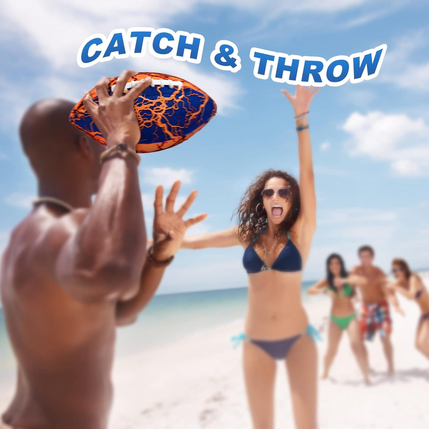 Jasonwell Pool Beach Water Football - 2Pack Strong Grip Waterproof Football for All-Weather Play Pool Toys Beach Games Outdoor Sports Toy Christmas Birthday Gifts for Kids Boys Teens Adults