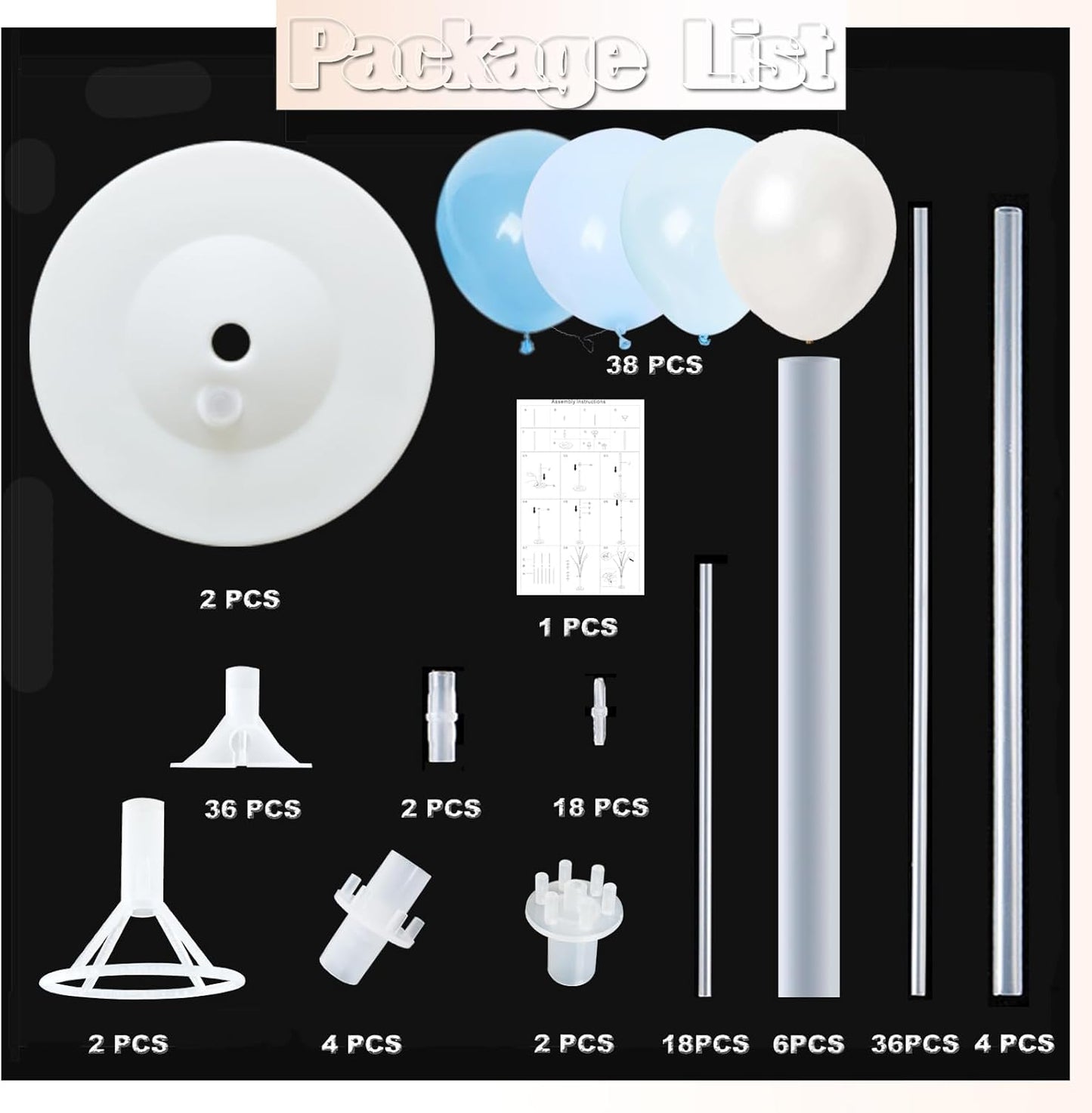 Balloon Column Kit Set of 2 With Balloons Included - with Base, and Pole,Balloon Tower Backdrop Decoration for Wedding, Baby Shower, Birthday Party, or Bachelorette Parties (Blue)