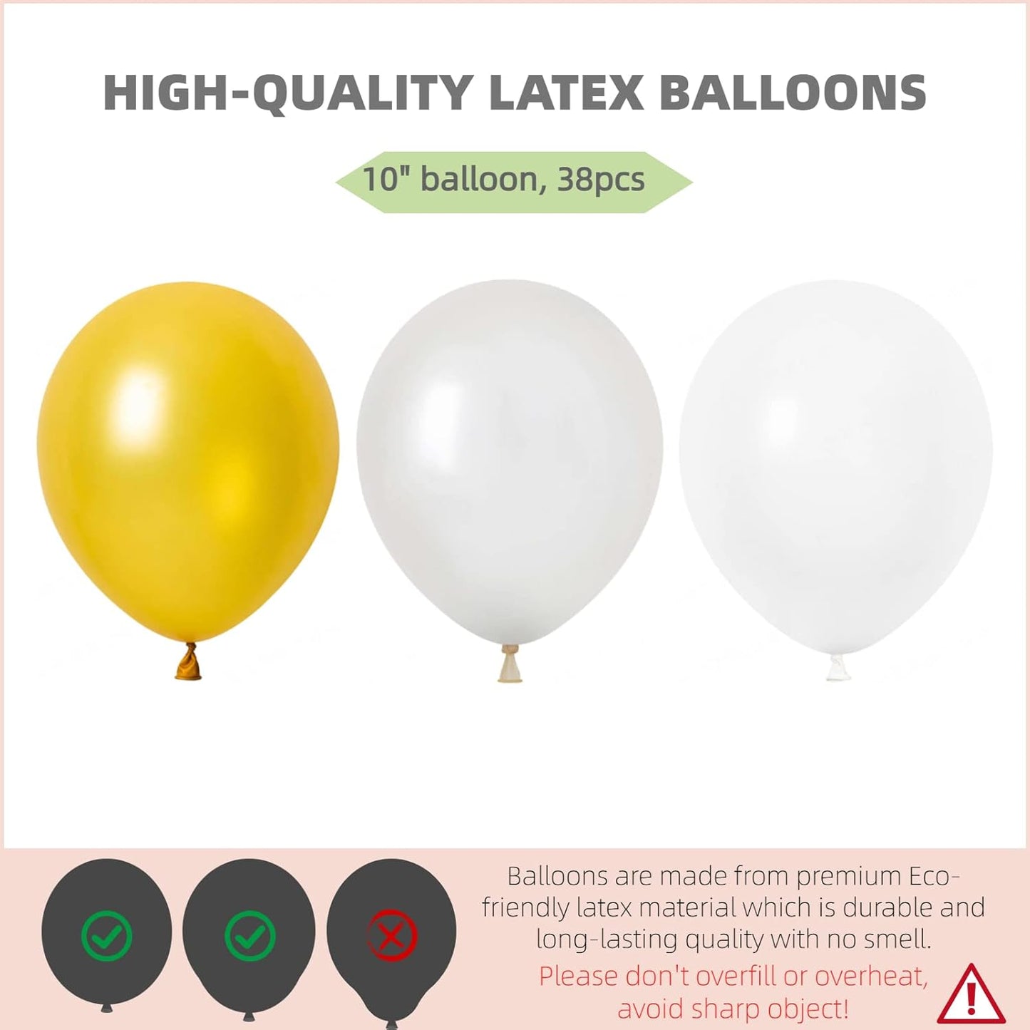 Balloon Column Kit Set of 2 With Balloons Included - with Base, and Pole,Balloon Tower Backdrop Decoration for Wedding, Baby Shower, Birthday Party, or Bachelorette Parties (Gold White)